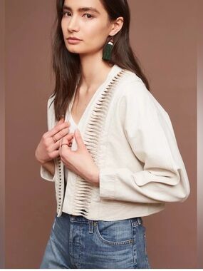 Anthropologie Hei Hei Cropped Linen Jacket